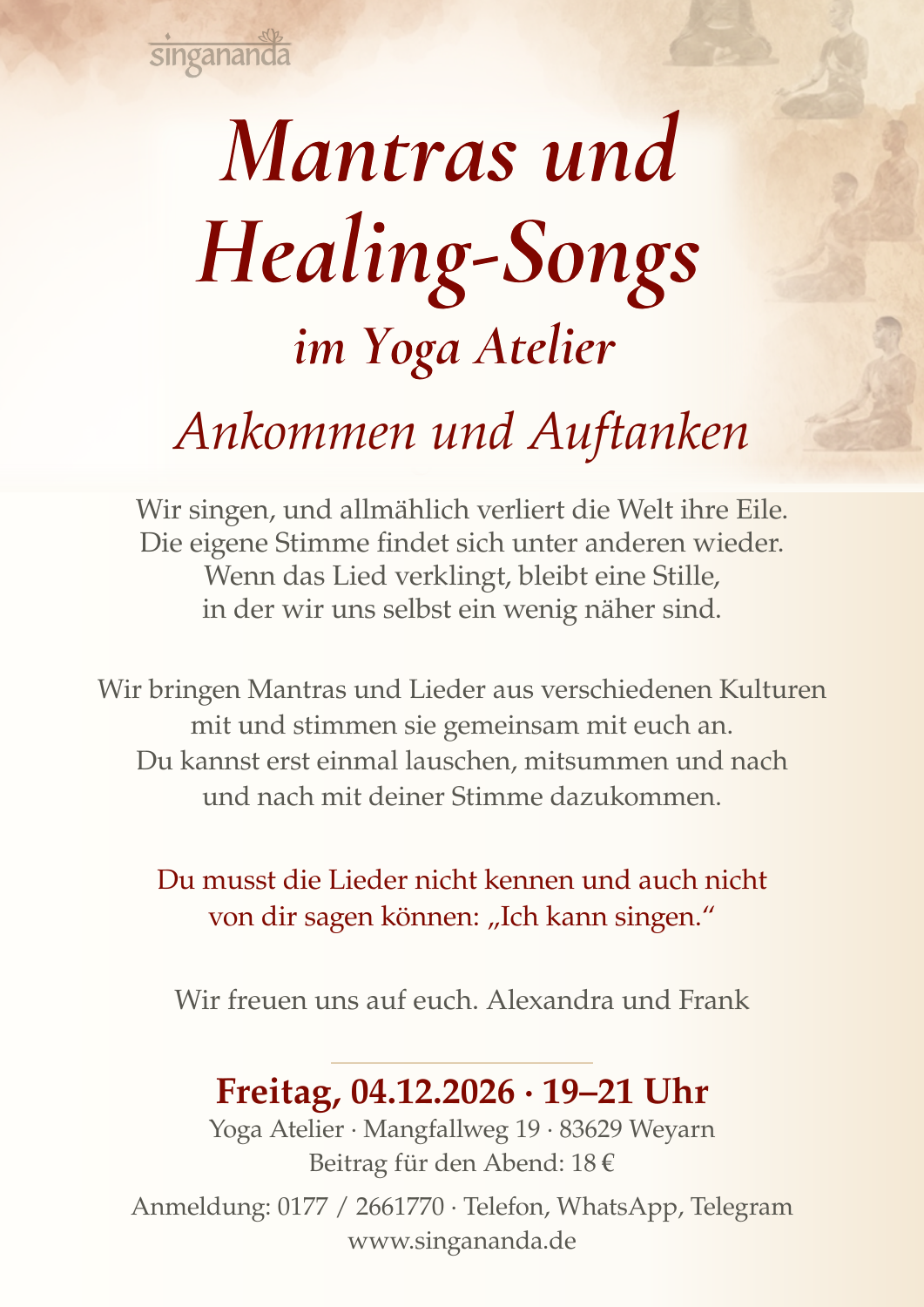Flyer zum Singkreis in Weyarn